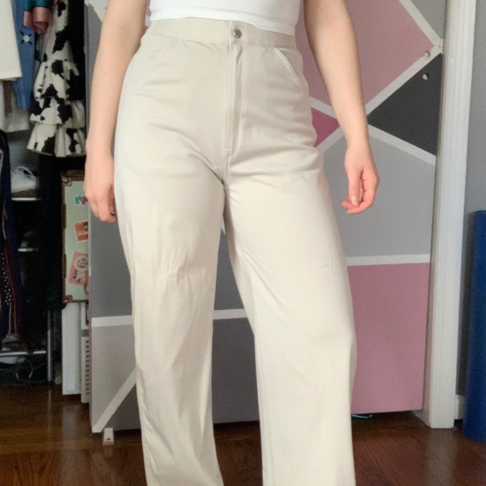 cream colored wide leg pant